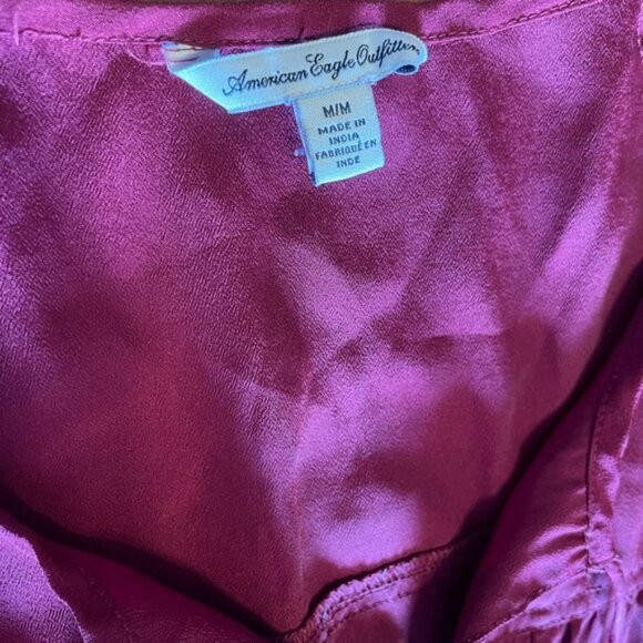 American Eagle Medium Top Purple Blouse Long Sleeve Shirt Minimalist AE Coquette - Picture 5 of 10